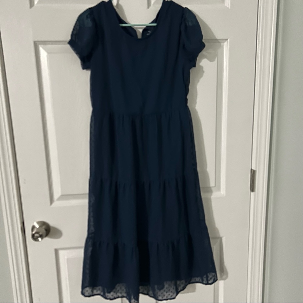 Navy Blue Dotted Maxi dress